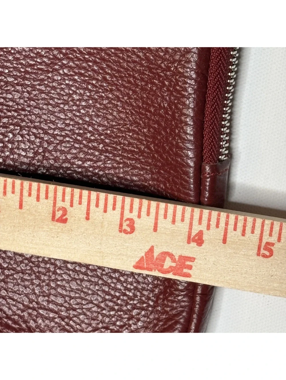 Vintage Leather Case Pouch Burgundy Zip Travel Organizer